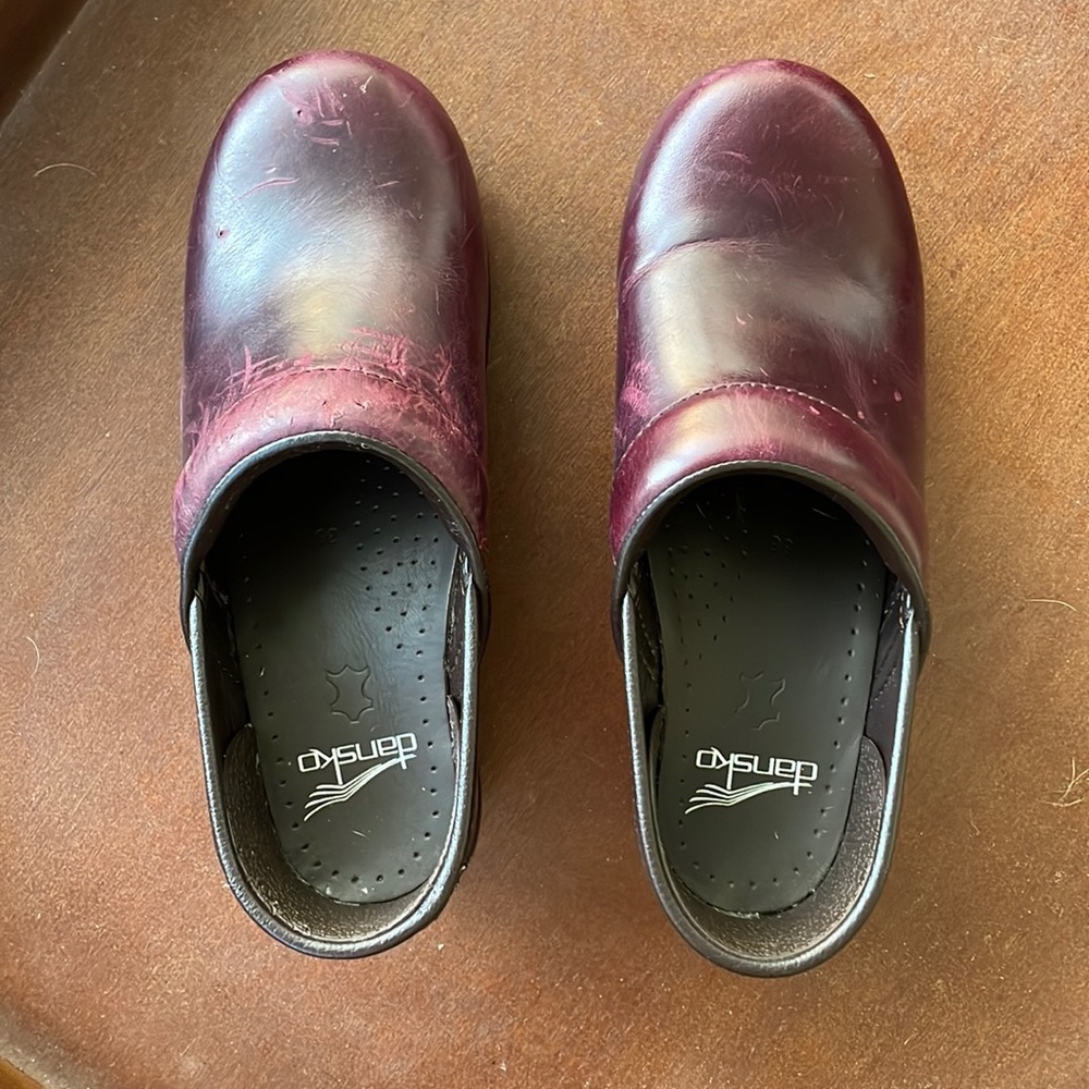 Plum/Pink Dankso Clogs (with puppy chews) - Size 36
